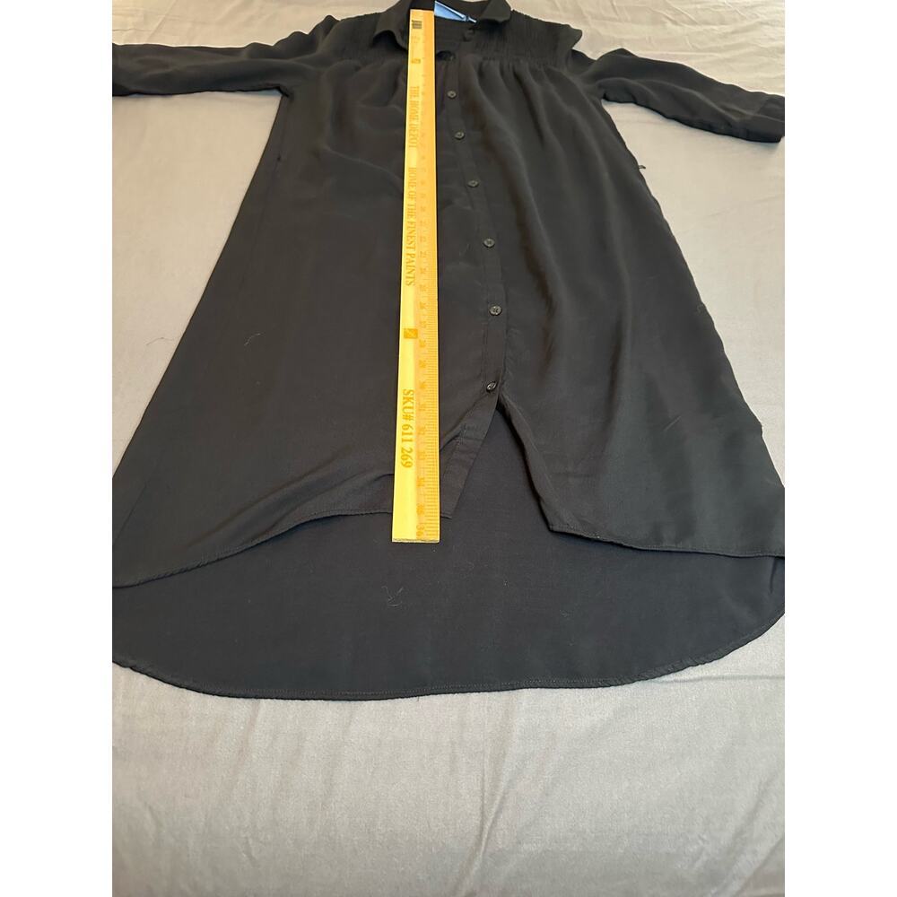 Simply Vera Wang Womens Smocked Shirt Dress Lightweight Size M Black witchy goth - Picture 14 of 15